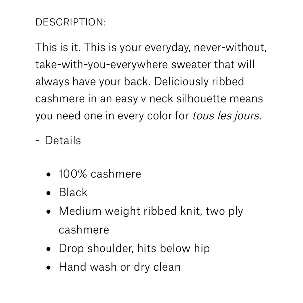 La Ligne Black V-Neck Ribbed Sweater - Picture 2 of 2